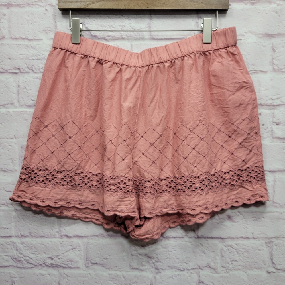 Shabby Chic Floral Eyelet Lace Shorts Womens L Coquette‎ Cottage Boho Balletcore